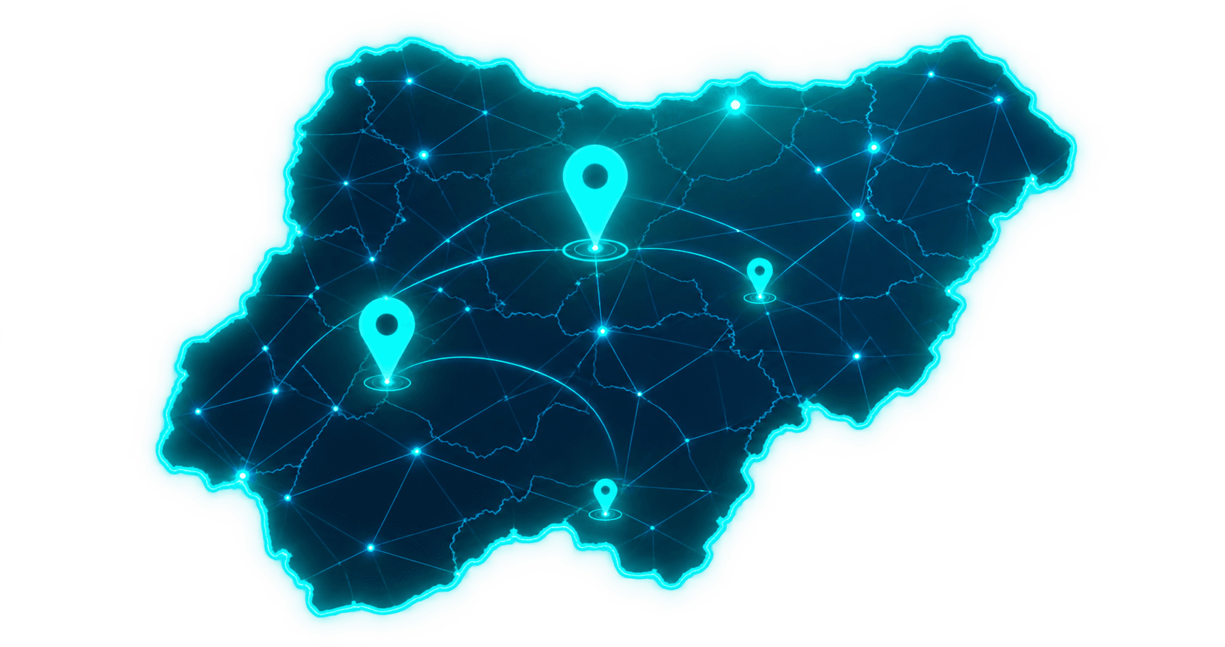 Illustrated map of Nigeria showing selected Karryam markets